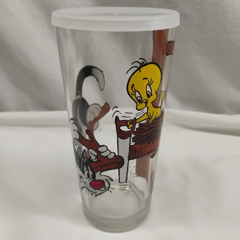 Pepsi Collector Glass Sylvester Cat Tweety Bird Looney Tunes 1976 Tree Saw